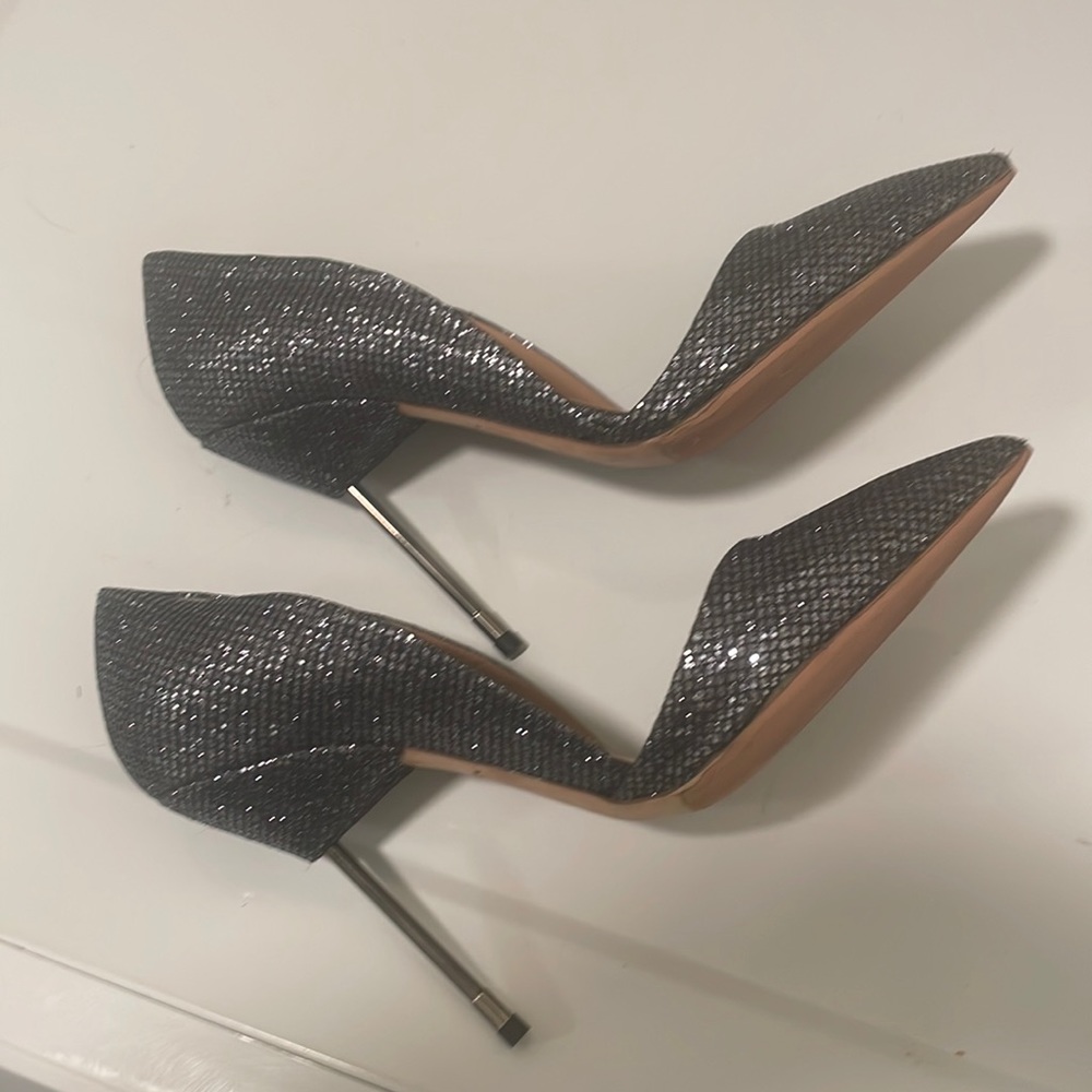 Kurt Geiger silver sparkle stiletto heels, Size 39